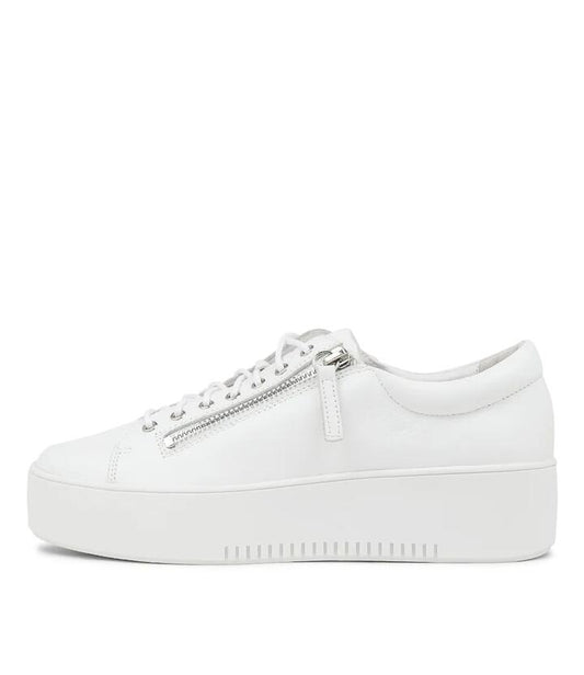 Image of Sneakers. Productname: Wether White White Sole Leather Sneakers in WHITE-WHITE SOLE colour by brand - MIDAS