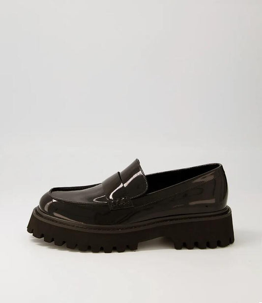 Image of Flats. Productname: Sia Black Patent Leather Loafers in BLACK colour by brand - MOLLINI