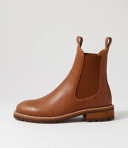 Image of Boots. Productname: Roccom Chestnut Leather Ankle Boots in CHESTNUT colour by brand - MOLLINI