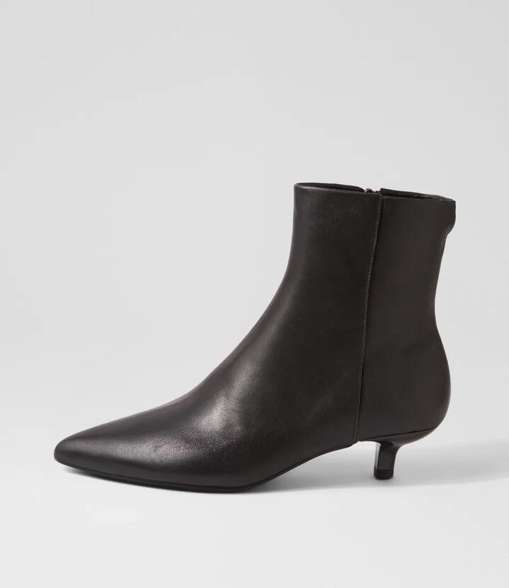 Image of Boots. Productname: Cemila Black Leather Ankle Boots in Black colour by brand - MOLLINI
