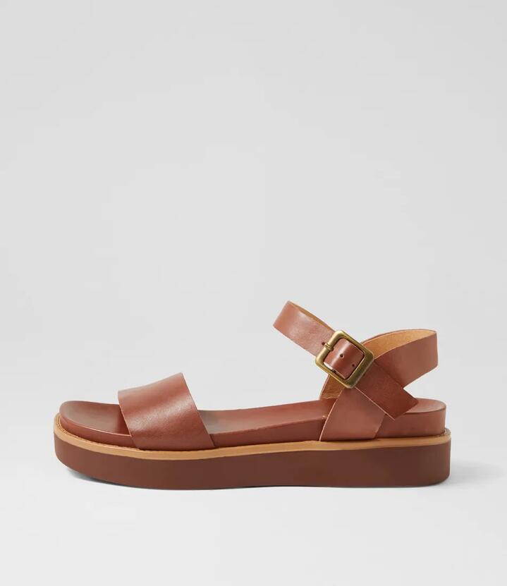 Image of Sandals. Productname: Benjo Walnut Leather Sandals in Walnut-Walnut Sole colour by brand - MIDAS