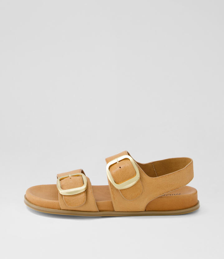 Image of Sandals. Productname: Noele Dark Tan Leather Sandals in DK TAN-DK TAN SOLE colour by brand - MIDAS