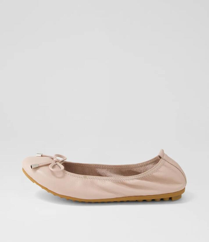 Image of Shoes. Productname: Berlin Rose Leather Ballet Flats in Rose colour by brand - MIDAS