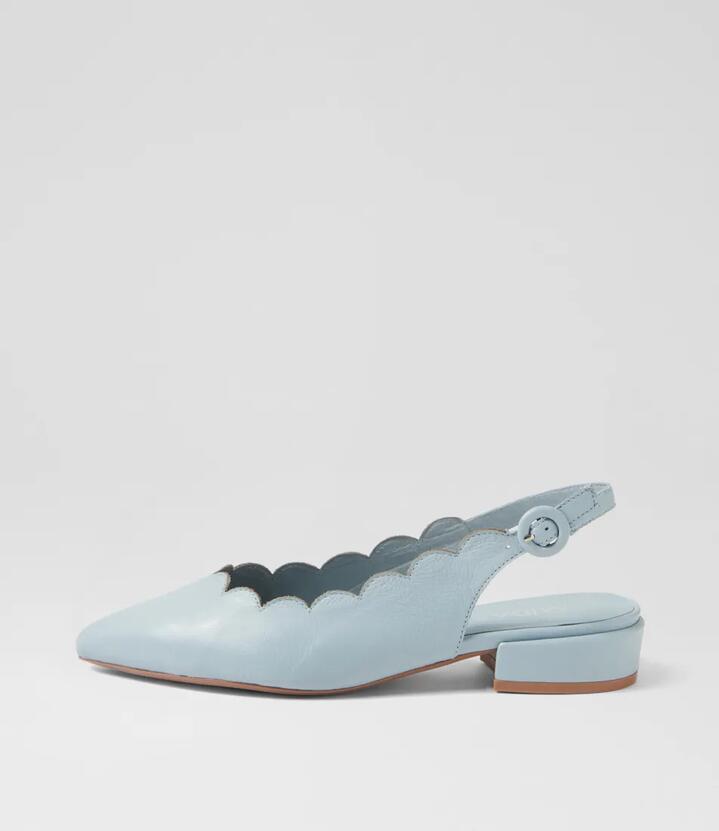 Image of Jeans. Productname: Eggins Denim Leather Flat Shoes in Denim colour by brand - MIDAS