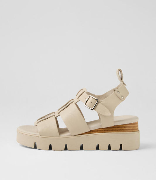 Image of Sandals. Productname: Reela Almond Leather Sandals in ALMOND-ALMOND SOLE colour by brand - MIDAS