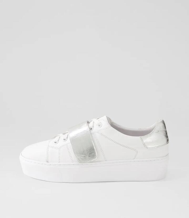 Image of Heels. Productname: Camberly White Silver Foil Leather in WHITE-SILVER FOIL colour by brand - MOLLINI