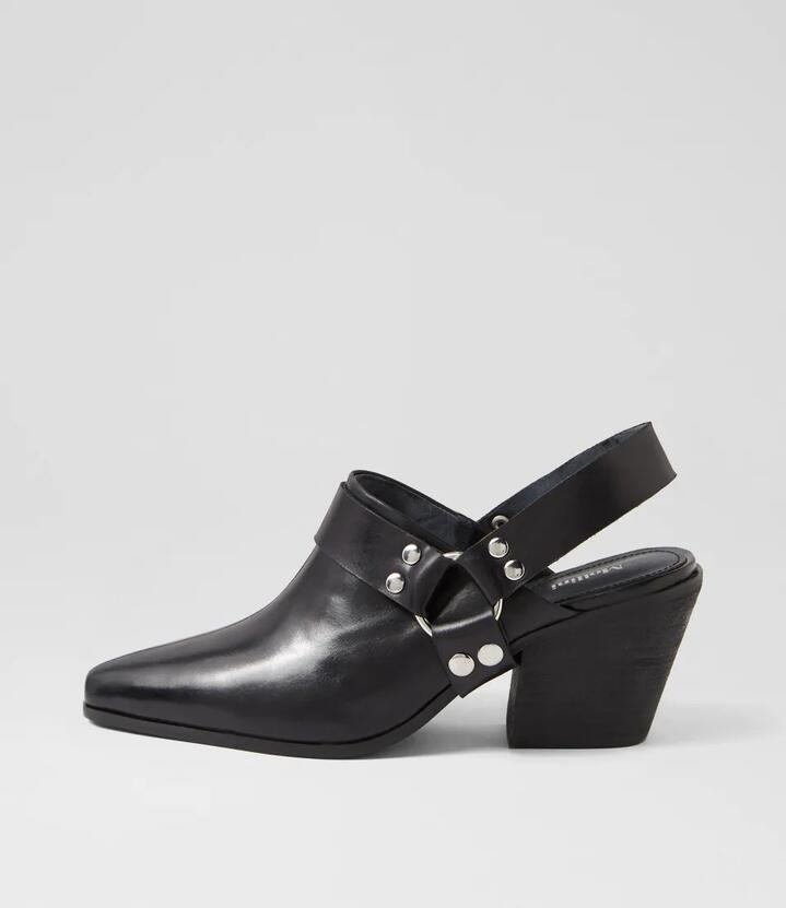 Image of Heels. Productname: Ultimo Black Leather Heels in BLACK colour by brand - MOLLINI