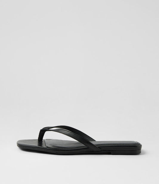 Image of Sandals. Productname: Reille Black Leather Thongs in BLACK colour by brand - MOLLINI