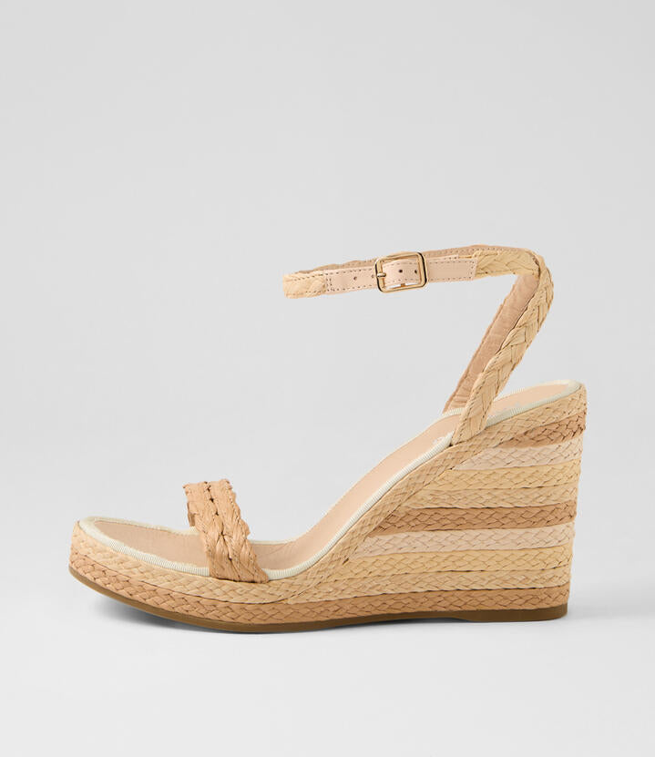 Image of Sandals. Productname: Edell Natural Multi Synthetic Raffia Sandals in NATURAL MULTI colour by brand - MIDAS