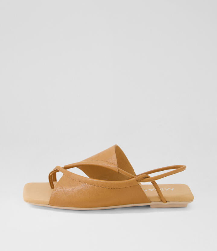 Image of Sandals. Productname: Eggan Dark Tan Leather Sandals in Dk Tan colour by brand - MIDAS