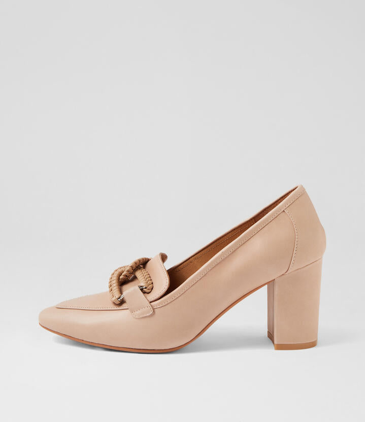 Image of Heels. Productname: Sunsheen Latte Leather Heels in LATTE colour by brand - MIDAS