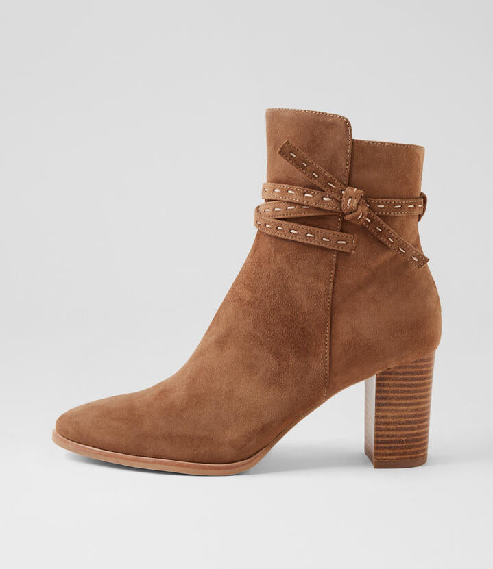 Image of Boots. Productname: Adaru Light Choc Suede Ankle Boots in LT CHOC colour by brand - MIDAS