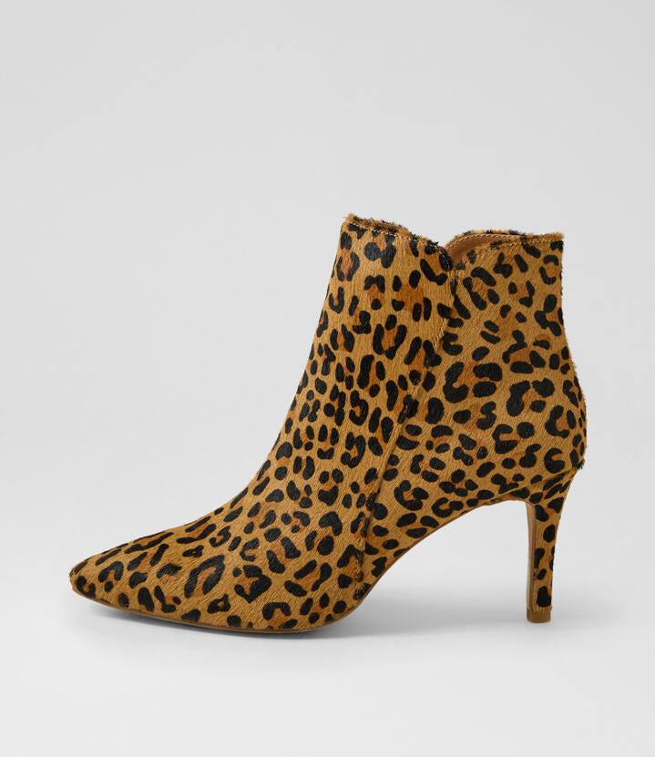 Image of Boots. Productname: Bambina Tan Leopard Pony Ankle Boots in Tan Leopard colour by brand - MIDAS