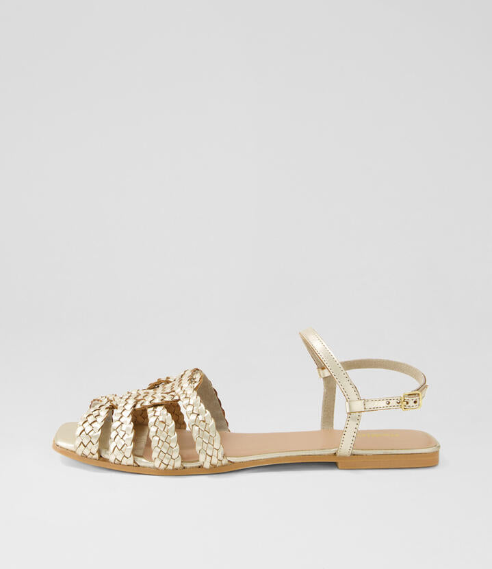 Image of Sandals. Productname: Dessma Gold Leather Sandals in Gold colour by brand - MOLLINI