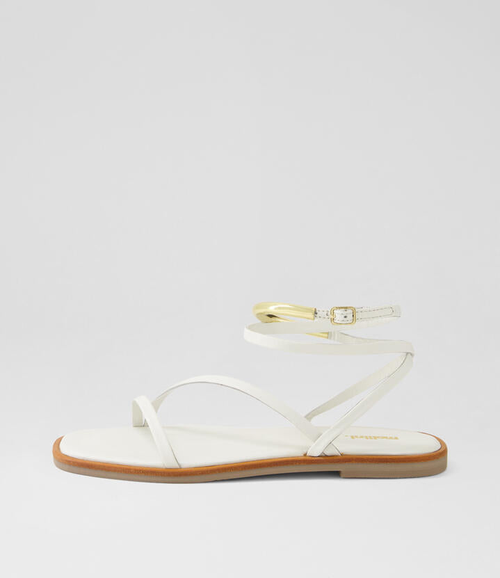 Image of Sandals. Productname: Jimena White Leather Sandals in WHITE colour by brand - MOLLINI
