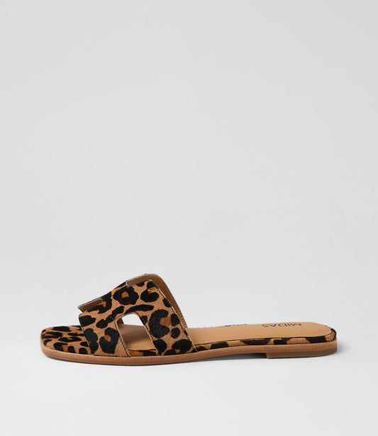 Image of Slippers. Productname: Stevans Leopard Pony Slides in LEOPARD colour by brand - MIDAS
