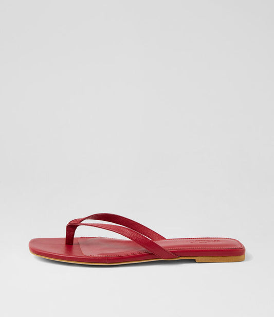 Image of Sandals. Productname: Reille Dark Red Leather Thongs in DK RED colour by brand - MOLLINI