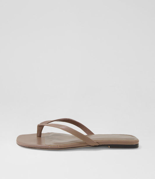 Image of Sandals. Productname: Reille Dark Taupe Leather Thongs in DK TAUPE colour by brand - MOLLINI