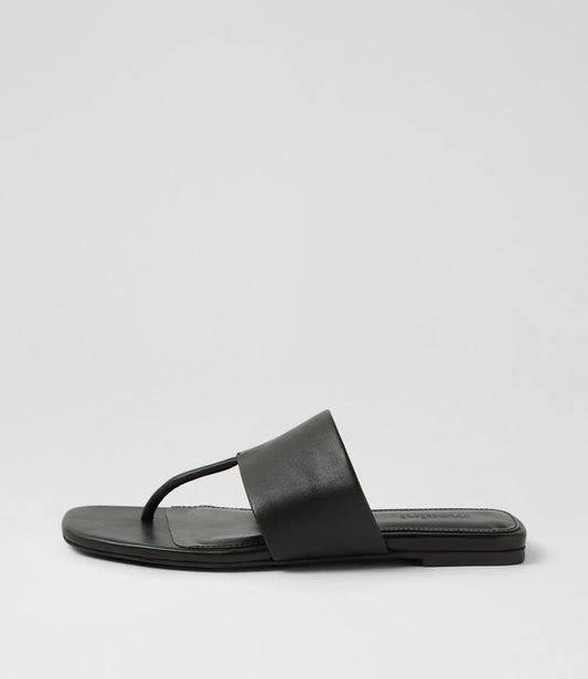 Image of Sandals. Productname: Rensy Black Leather Thongs in BLACK colour by brand - MOLLINI