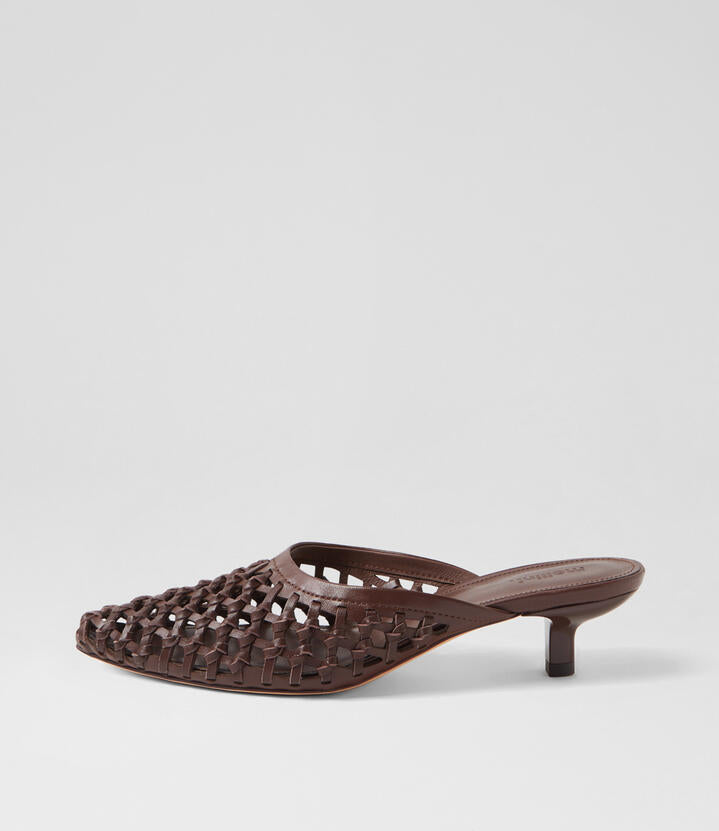 Image of Sandals. Productname: Chirles Dark Brown Leather Mules in Dk Brown colour by brand - MOLLINI