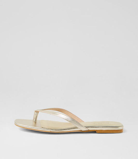 Image of Sandals. Productname: Reille Gold Leather Thongs in GOLD colour by brand - MOLLINI