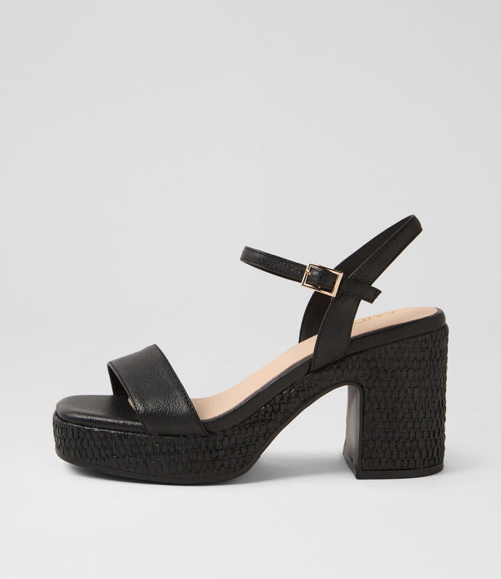 Image of Sandals. Productname: Kennedy Black Leather Sandals in BLACK colour by brand - MIDAS