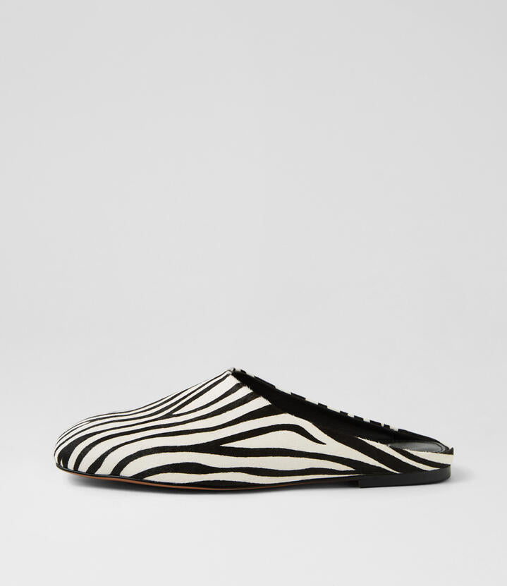 Image of Shoes. Productname: Beels Zebra Print Leather Flat Shoes in Zebra Print colour by brand - MOLLINI