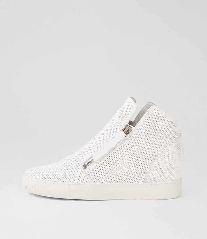 Image of Boots. Product name - Gerlaine White Leather Ankle Boots in White-White Sole colour by brand - MIDAS