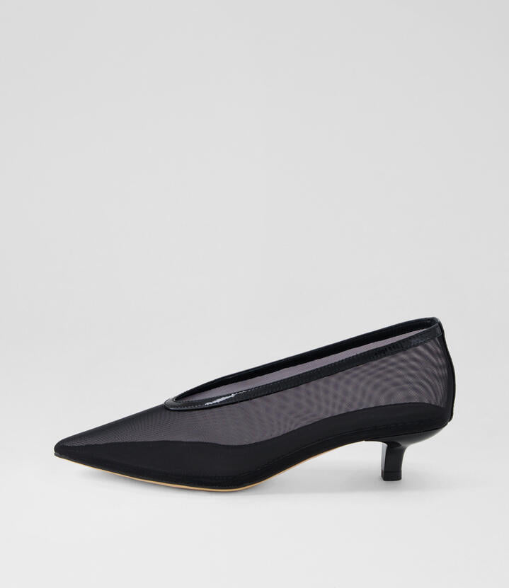 Image of Heels. Productname: Cippesh Black Fabric Pump Heels in BLACK colour by brand - MOLLINI