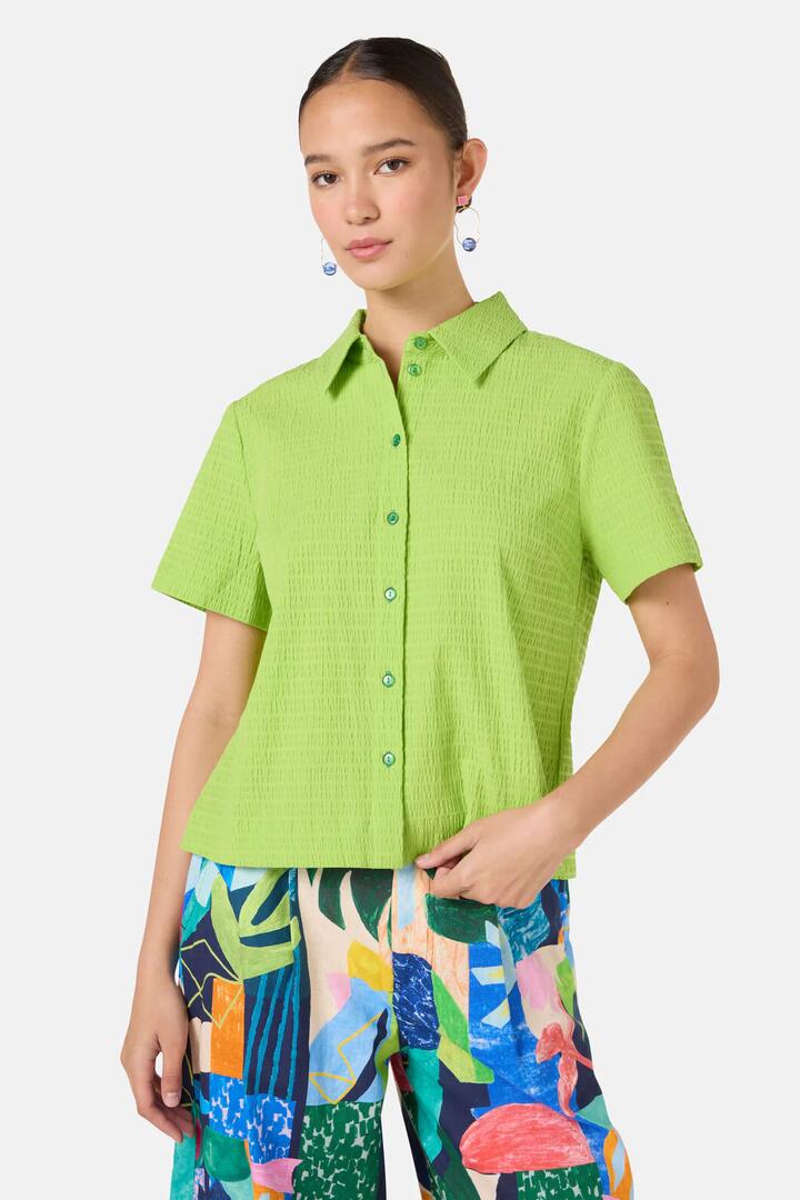 Image of Shirts. Productname: Jungle Seersucker Shirt in Green colour by brand - Gorman