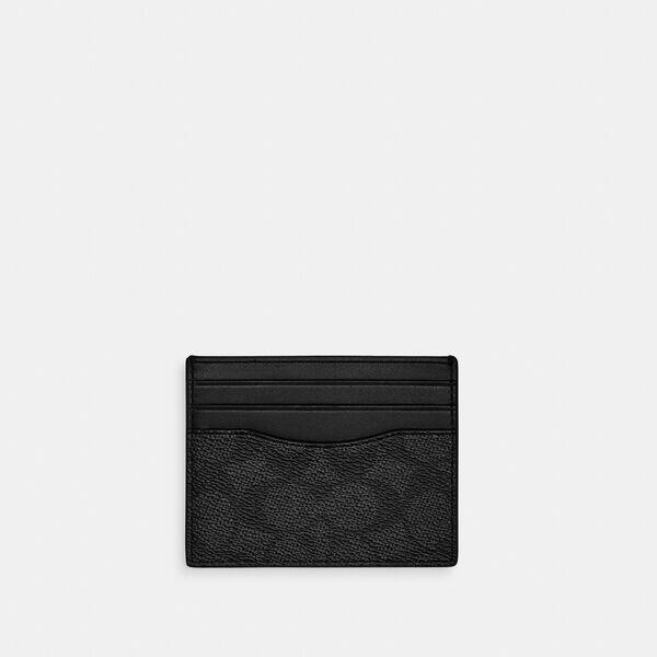 Image of Accessories. Productname: Card Case In Signature Canvas in CHARCOAL/BLACK colour by brand - Coach Outlet Australia