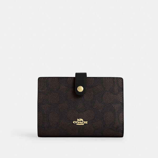 Image of Wallets & Money Clips. Productname: 2-In-1 Wallet In Blocked Signature Canvas in Im/Walnut/Tan colour by brand - Coach Outlet Australia