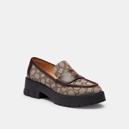 Image of Flats. Productname: Ruthie Loafer In Signature Jacquard in MAPLE colour by brand - Coach Outlet Australia