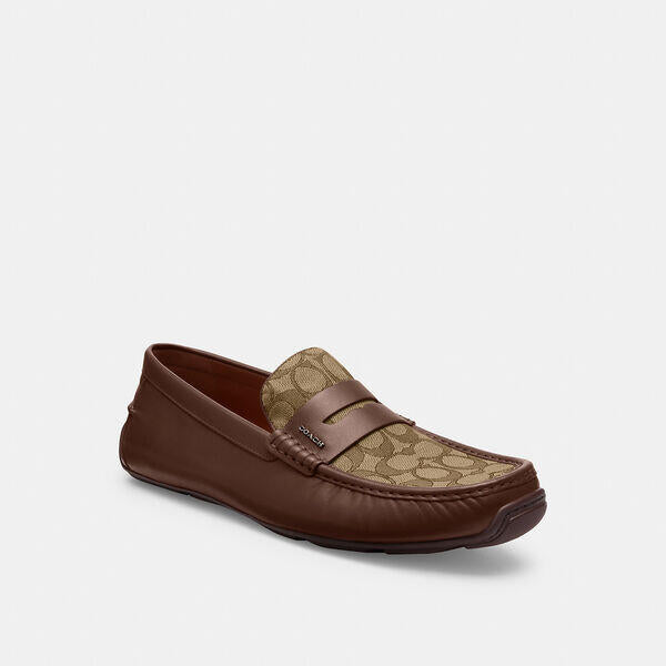 Image of Accessories. Productname: Liam Driver In Signature Jacquard in DARK SADDLE colour by brand - Coach Outlet Australia