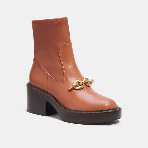 Image of Accessories. Productname: Kenna Bootie in BURNISHED AMBER colour by brand - Coach Outlet Australia
