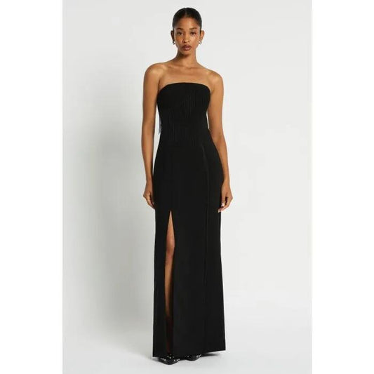 Image of a model wearing Dress. Productname: Ruelle Gown in Black colour by brand - sass and bide