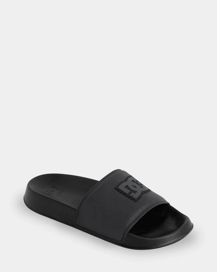 Image of Slippers. Product name - DC Shoes Mens Dc Slides Darkgrey/Grey/Reflective in Darkgrey/Grey/Reflective colour by brand - DC Shoes
