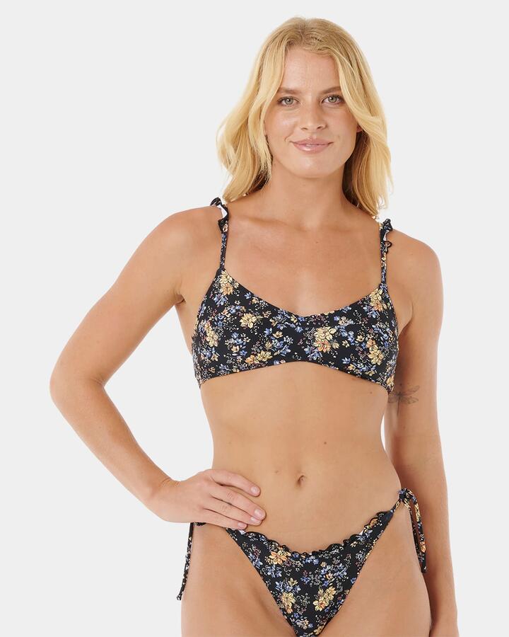Image of a model wearing Tops. Productname: Rip Curl Womens Pacific Rider D-Dd Bralette Bikini Top Black - in Black colour by brand - Rip Curl
