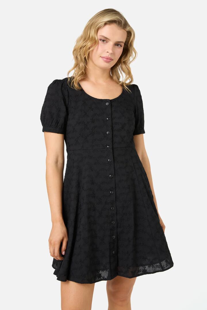 Image of Dresses. Product name - Lily Broidery Mini Dress in Black colour by brand - Princess Highway