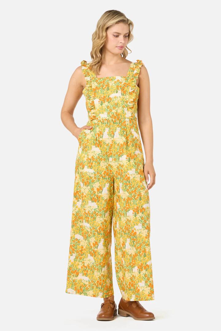 Image of Accessories. Productname: Cat & Flora Tie Back Jumpsuit in Orange colour by brand - Princess Highway