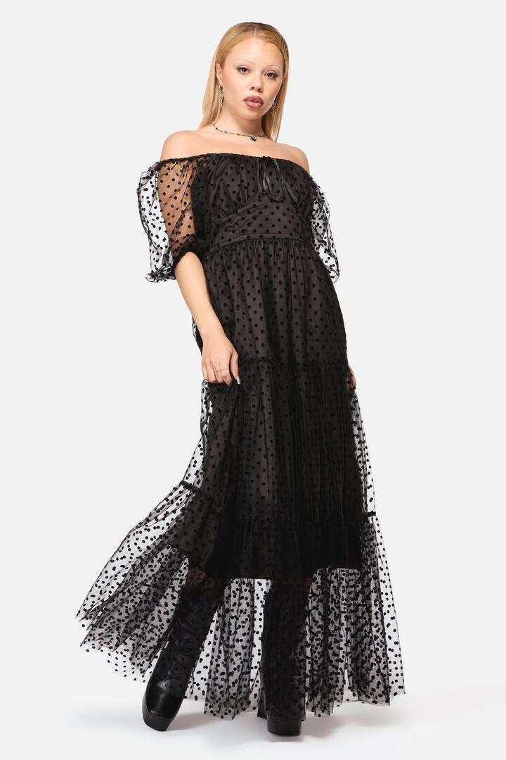 Image of Dresses. Productname: Polka Party Mesh Formal Dress in Black colour by brand - Black Friday