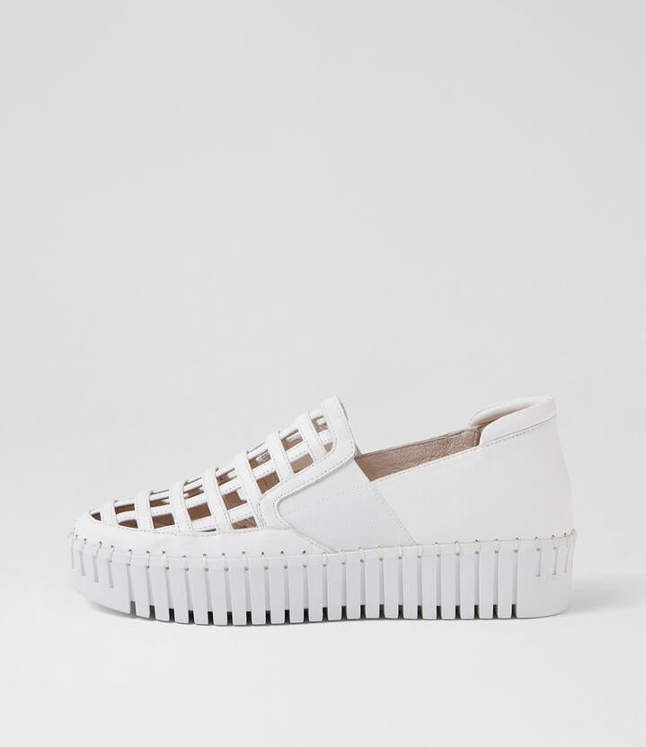 Image of Sneakers. Productname: Brickie White Leather Sneakers in White-White Sole colour by brand - MIDAS