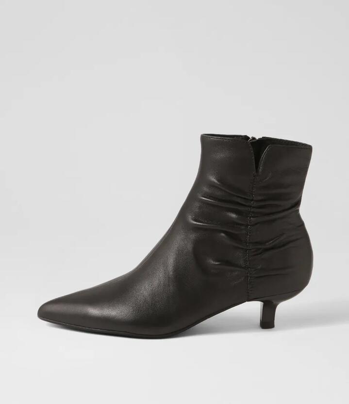 Image of Boots. Productname: Cleris Black Leather Ankle Boots in BLACK colour by brand - MIDAS