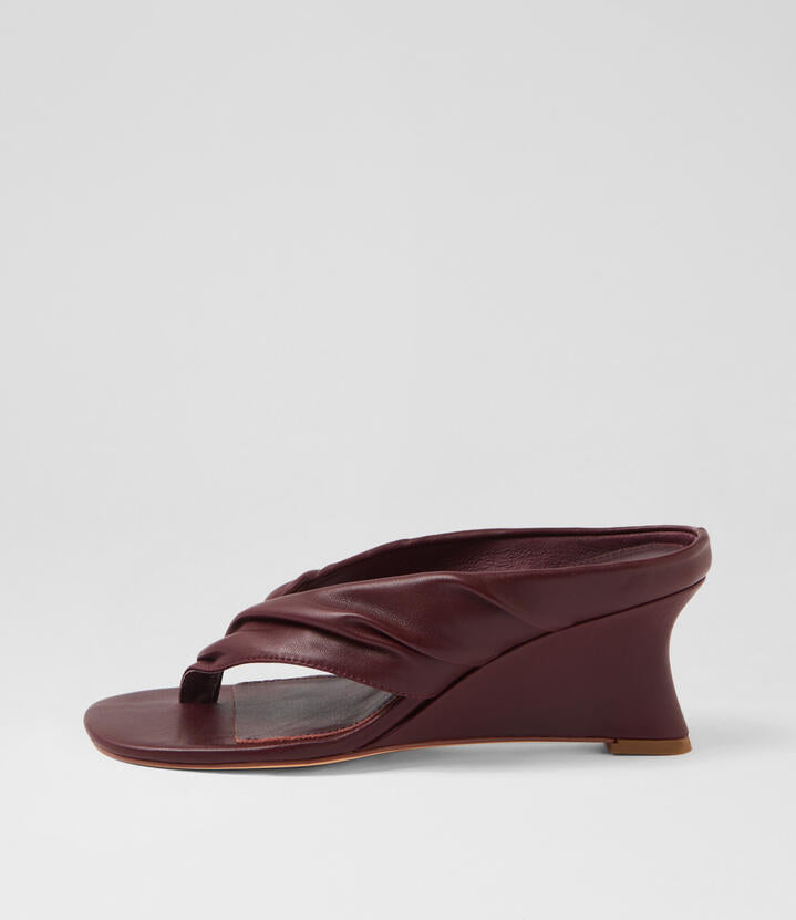 Image of Sandals. Productname: Febbe Burgundy Leather Sandals in Burgundy colour by brand - MOLLINI