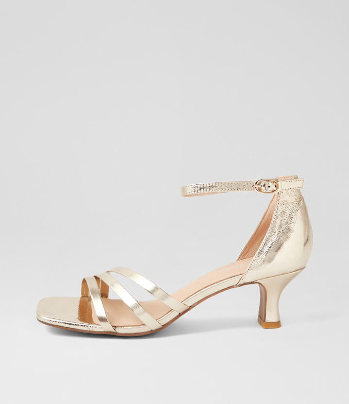 Image of Sandals. Productname: Udaya Gold Foil Leather Sandals in GOLD FOIL colour by brand - MIDAS