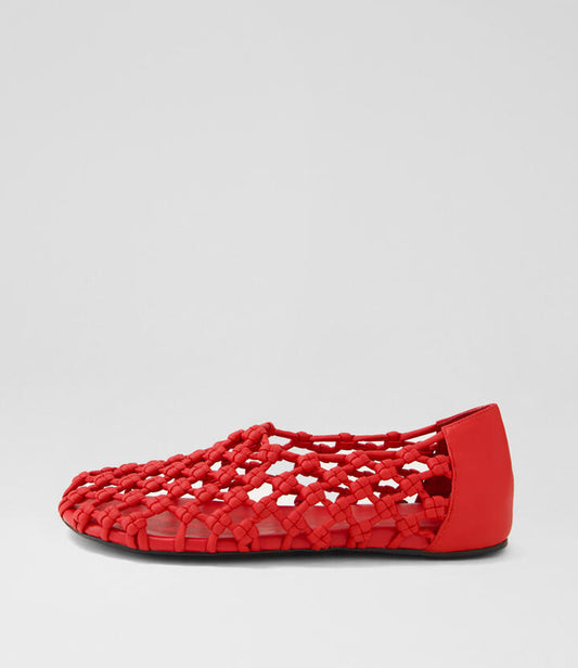 Image of Footwear. Productname: Santiago Red Flat Shoes in RED colour by brand - MOLLINI