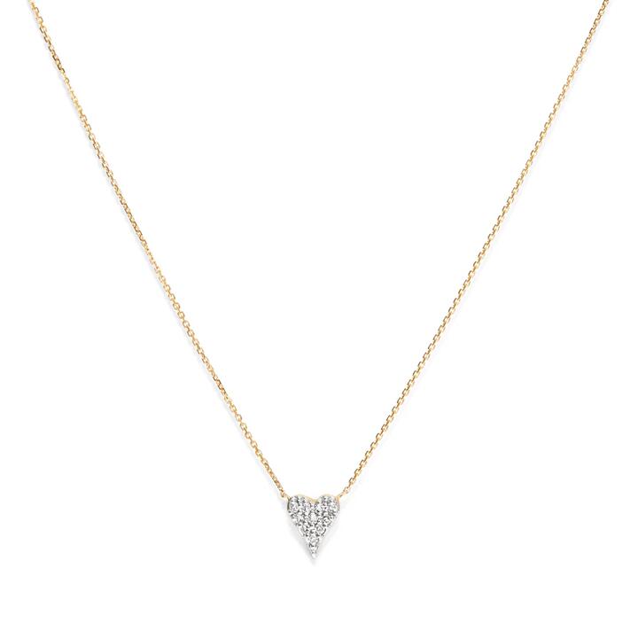 Image of Charms. Productname: 45cm Cluster Heart Pendant Necklace with 0.06tw of Laboratory-Grown Diamonds in 9kt Yellow Gold in Diamond colour by brand - Bevilles