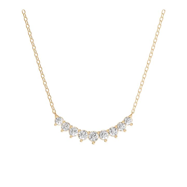 Image of Necklaces. Productname: 45cm Curved Bar Necklace with 1.00tw of Laboratory-Grown Diamonds in 9kt Yellow Gold in Diamond colour by brand - Bevilles