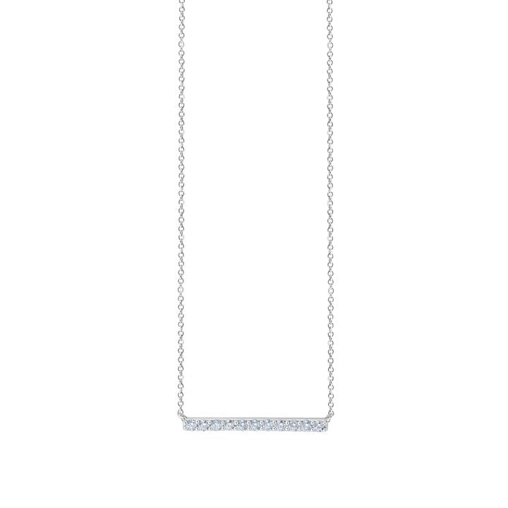 Image of Necklaces. Productname: 45cm Bar Necklace with 0.26tw of Laboratory-Grown Diamonds in Sterling Silver and Platinum in Diamond colour by brand - Bevilles