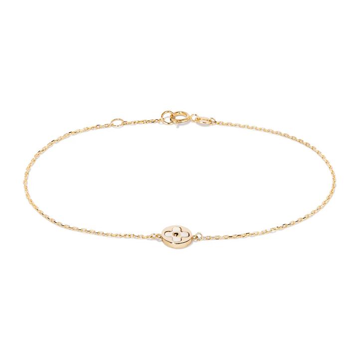 Image of Bracelets. Productname: 19cm Mother of Pearl Cut-out Clover Bracelet in 9kt Yellow Gold in Gold colour by brand - Bevilles